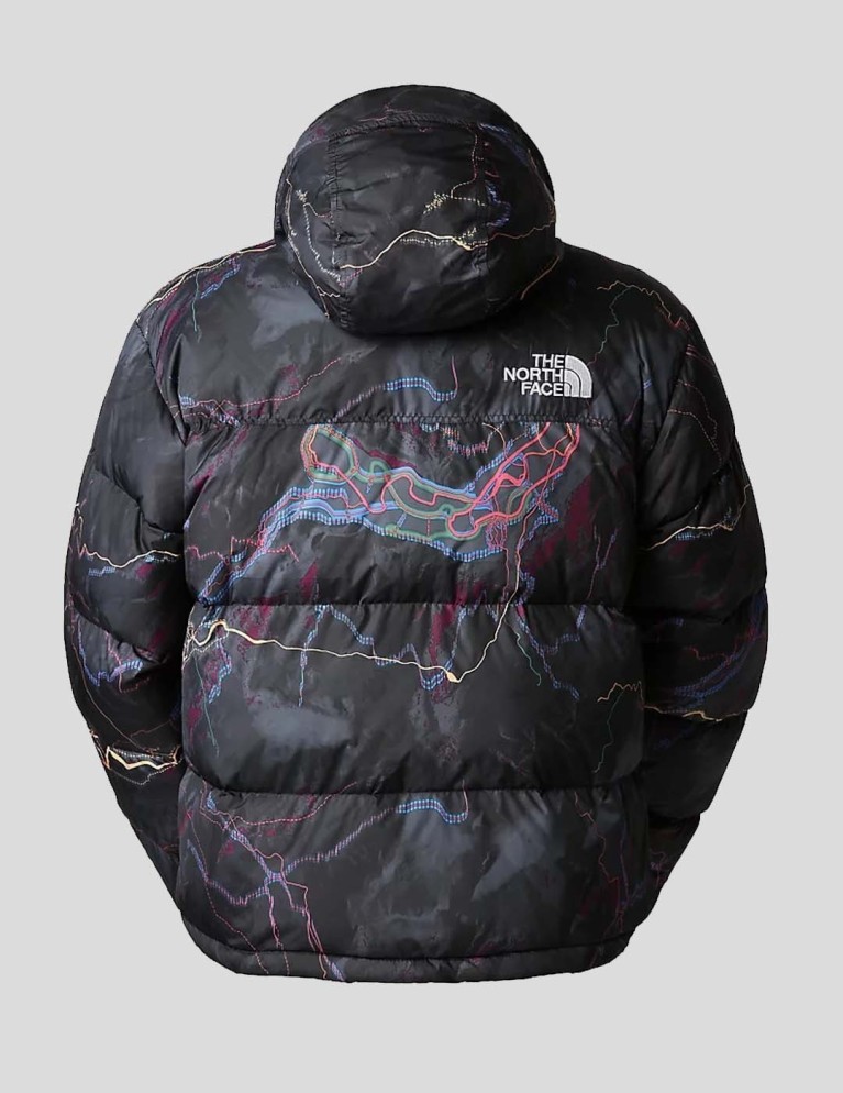 Caçadora THE NORTH FACE 1996 retro nuptse jacket tnf black trail glow print